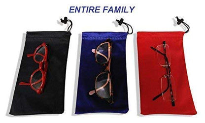 Mamlyn Premium Quality Microfiber Sunglasses Pouch With Spring Fastener - color: Black Blue Red