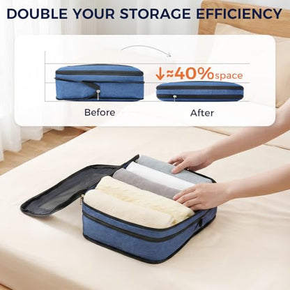 BAGAIL Compression Packing Cubes for Travel Essentials, 8 Set-Navy - color: Navy, size: 8 Set