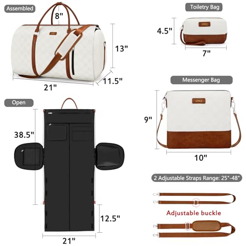 Convertible 2-in-1 Garment Bags for Travel with Waterproof Shoe Compartment - color: White