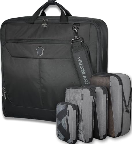 WELKINLAND 3-Suit Garment Bags for Travel & 4Pack Compression Packing Cubes
