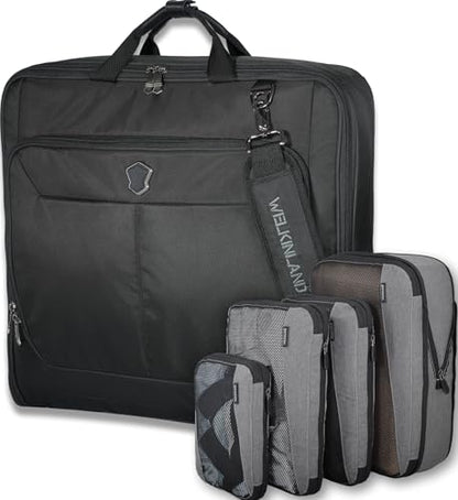 WELKINLAND 3-Suit Garment Bags for Travel & 4Pack Compression Packing Cubes
