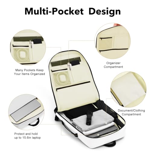 Travel Backpack for 15.6 Inch Laptop, 15L Lightweight, White - color: White, size: 15.6 Inch