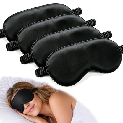 IEKEODI 4 Pack Sleep Masks, Blackout Eye Masks for Sleeping,(4 Black) - color: 4 Black