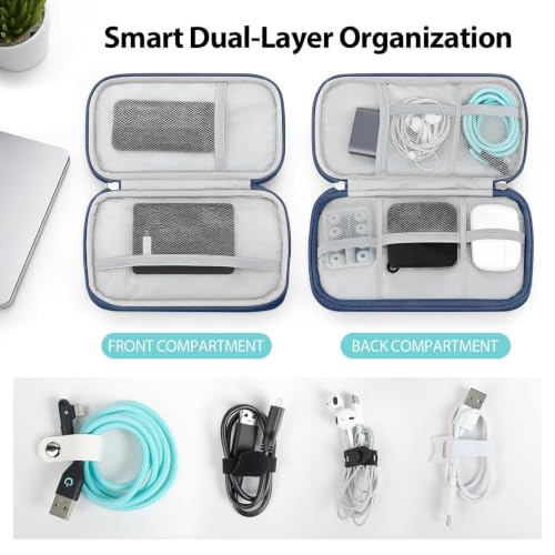 Double Layer Electronics Organizer Bag, Navy Blue - color: Navy Blue, size: Medium
