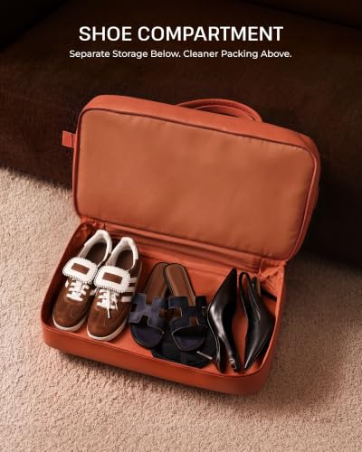 Coolife 6 Piece Travel Set: 3 Suitcases, Duffel, Organizer, Pop-Up Hamper - color: Brown, size: 6-Piece Set