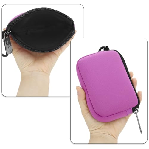 E-Tree Small Soft Neoprene Zipper Pouch with Carabiner Clip,Tech Bag Pink - color: Pink