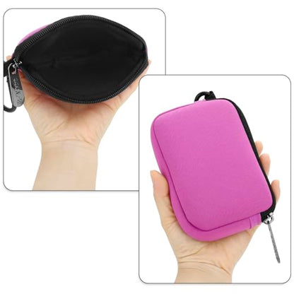 E-Tree Small Soft Neoprene Zipper Pouch with Carabiner Clip,Tech Bag Pink - color: Pink