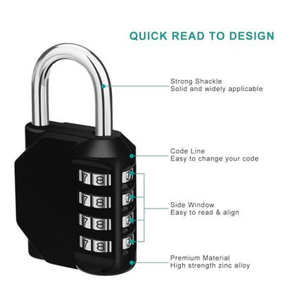 ZHEGE 2 Pack Combination Lock for Locker, Combo Padlock (Black & Blue) - color: 2P, Black&Blue, size: 2P