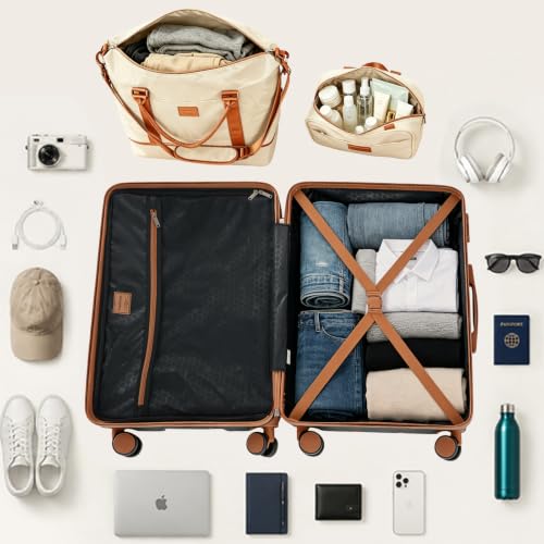 Travelhouse 5-Piece ABS+PC Hardside Luggage Set with Spinner Wheels - color: WHITE', size: 5 piece set