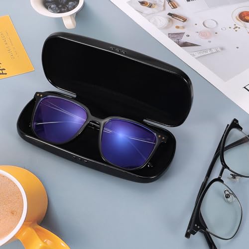 Hifot Metal Eyeglass Case Hard Shell, Aluminum Spectacles Box Sunglasses Case for Men Women, Reading Glasses Holder - color: Black