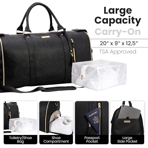 Luhxe Travel Convertible Carry On Garment Bag 2.0 with Shoe Pouch & Detachable Shoulder Strap - Improved Zipper and reinforced straps - Charcoal - color: Charcoal