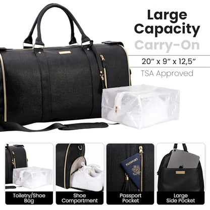 Luhxe Travel Convertible Carry On Garment Bag 2.0 with Shoe Pouch & Detachable Shoulder Strap - Improved Zipper and reinforced straps - Charcoal - color: Charcoal
