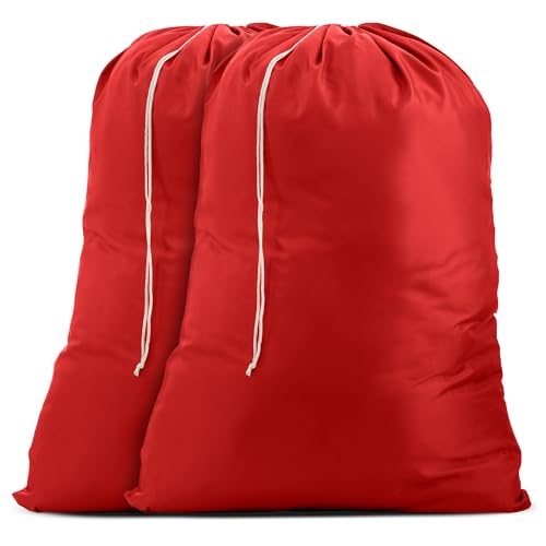 Handy Laundry Bags Nylon Extra Large - Heavy Duty - 2-Pack, Red - color: Red