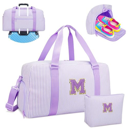 Birthday Gifts for Teen Girls Women, Initial Travel Duffle Bags - color: Purple, style: M