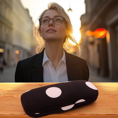 MyEyeglassCase Women's Hard Eyeglass Case | Protective Hard Shell Glasses Case with Pouch and Cloth - color: Polka Dot