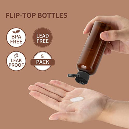 LISAPACK 3.4 oz Travel Bottles for Toiletries, Plastic Shampoo Containers - color: Brown