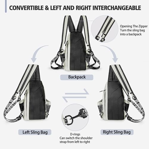 Geestock Convertible Sling Bag Crossbody Backpack for Women Men, Blue - color: Off-white, size: Large