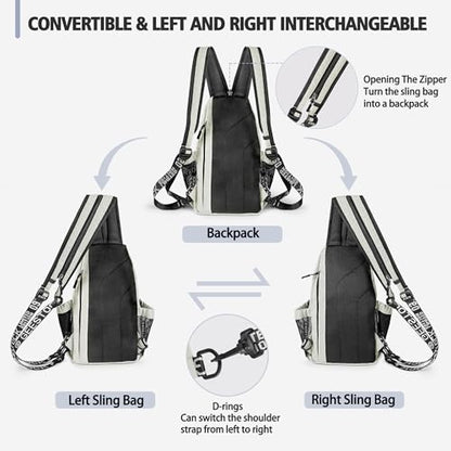 Geestock Convertible Sling Bag Crossbody Backpack for Women Men, Blue - color: Off-white, size: Large
