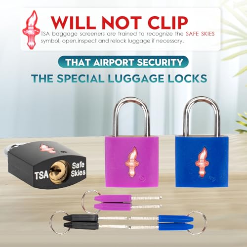 Safe Skies Keyed Alike TSA Lock 4-Pack, Black+Blue - color: black+blue