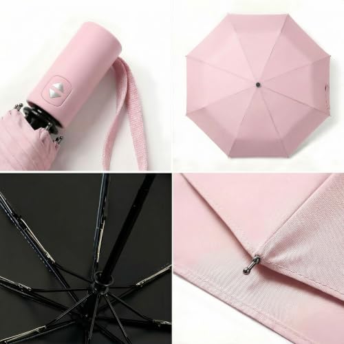 BAODINI Small UV Protection Travel Umbrella Compact for Rain and Sun UPF 50+ Windproof Portable 42 inch Umbrella for Women and Men - color: B-2 Pack-Pink & Black