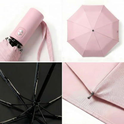 BAODINI Small UV Protection Travel Umbrella Compact for Rain and Sun UPF 50+ Windproof Portable 42 inch Umbrella for Women and Men - color: B-2 Pack-Pink & Black