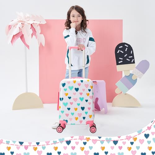 Kids Luggage Set 2 piece Kids Suitcase with Spinner Wheels 16" Childrens Luggage for Girls With Wheels Hard Shell Luggage Sets Airline Approved - color: 4002