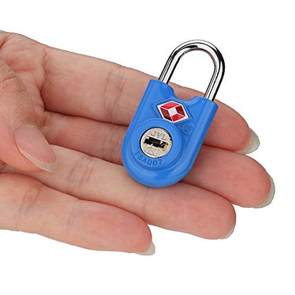 SURE LOCK Mini TSA Approved Keyed Luggage Lock – One Key Opens All, Fits Tight Zipper Gaps & Small Pull Holes, Compact Travel Lock for Suitcases, Backpacks & Handbags - color: BLUE 2 PACK
