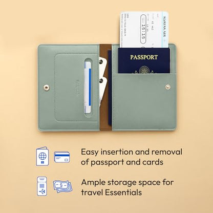carrotez Premium RFID Blocking Leather Passport Cover – Mint Grey - color: Mint Grey