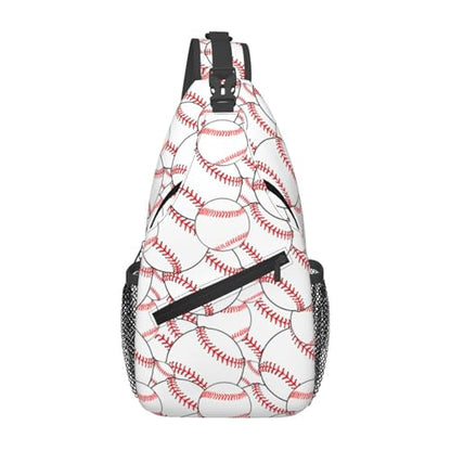 Sling Backpack For Men Hiking Daypack Crossbody Shoulder Bag Travel Chest Pack - color: Baseball Pattern
