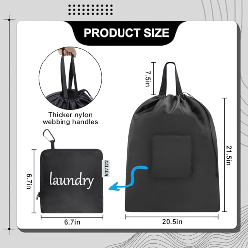 Travel Laundry bags, Dirty Clothes Travel Bag with Handles, Portable Small laundry Sack for Travelling, Suitcase, Gym, Camping (Black | 1 Pack) - color: Black | 1 Pack