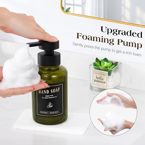 Luxspire Foaming Soap Dispenser 15oz Hand Soap Bottle, Olive Green, 2 Pack - color: Olive Green