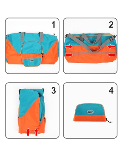 Packable Nylon Compact Foldable Large Duffle Bag for Travel Carry On Bag - color: Turquoise