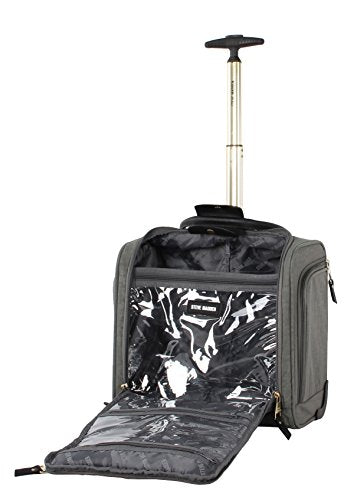 Steve Madden Designer Luggage Collection - 3 Piece Softside Expandable Lightweight Spinner Suitcase Set - Travel Set Includes an Under Seat Bag, 20-Inch Carry on and 28-Inch Checked Suitcase, - color: Peek-a-boo Grey