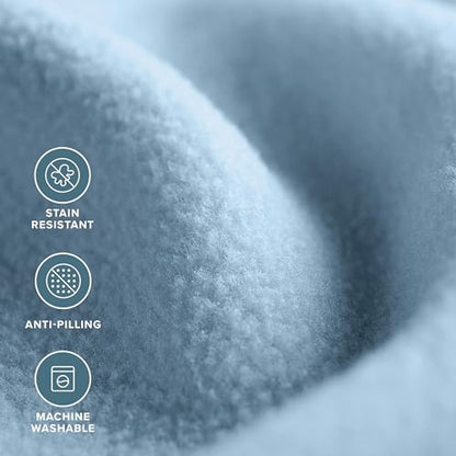 Bare Home Polar Fleece Blanket (Throw, Light Blue) | Premium Fleece, Warm & Cozy, Lightweight Blanket for Bed, Sofa, Camping, Travel and Cold Nights - color: 08 - Light Blue, size: Throw