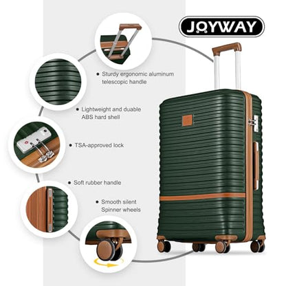 Joyway Expandable Luggage Sets 5 Piece, Lightweight Hard Shell Travel Suitcase Set with Spinner Wheels and TSA Lock - color: Green, size: 5 piece set