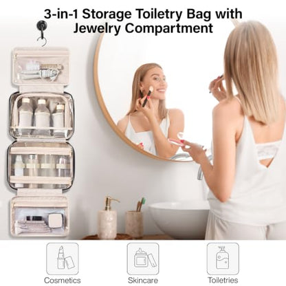 Hanke Hanging Travel Toiletry Bag with Jewelry Organizer, Black - color: Black