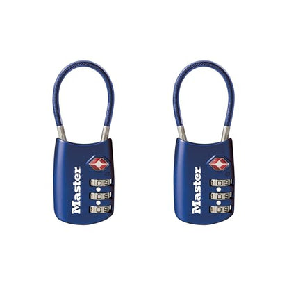 Master Lock TSA Approved Combination Luggage Lock, Blue 2-Pack 4688BLUEC2 - color: Blue, size: 2 Pack
