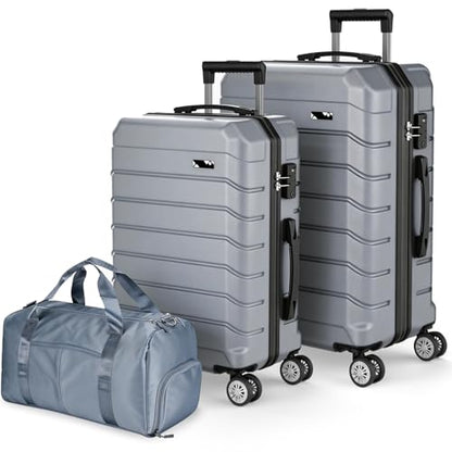 Luggage Sets 3 Piece Lightweight Durable Hardshell Suitcase (Grey) - color: GREY