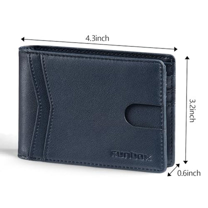 RUNBOX Wallet for Men -Slim Rfid Leather Mens Bifold Novelty Wallets 2 ID Window With Gift Box Men's Accessories - color: A Tibetan Blue