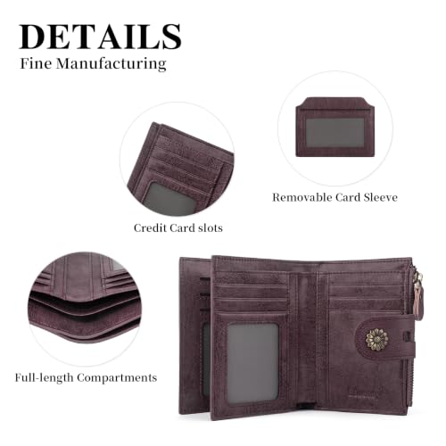 Womens Wallet Leather RFID Blocking Small Card Holder Wallet Purple - color: c4-purple