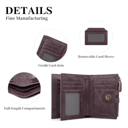 Womens Wallet Leather RFID Blocking Small Card Holder Wallet Purple - color: c4-purple