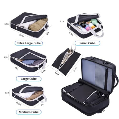 Travel Backpack for Men 50L Expandable Flight Approved Carry on Backpacks - color: Black-cubes