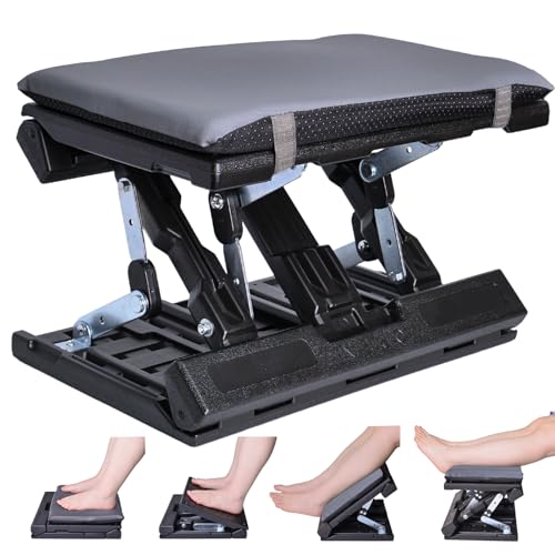 Foot Rest for Under Desk at Work Enlarged, Ergonomic Footrest with Adjustable Height and Angle, Foldable Foot Stool with Removable Pad Massage Beads for Office Gaming Chair Gray - color: Gray Plus
