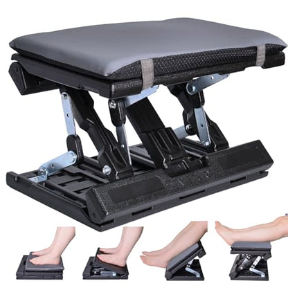 Foot Rest for Under Desk at Work Enlarged, Ergonomic Footrest with Adjustable Height and Angle, Foldable Foot Stool with Removable Pad Massage Beads for Office Gaming Chair Gray - color: Gray Plus