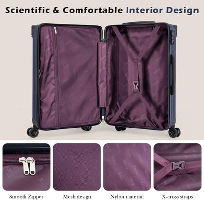 Eeeza Luggage Sets 5 Piece,Lightweight Durable Hardshell,20/24/28 Inch - color: PorscheBlue