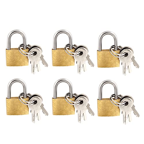 Litoexpe 6 Pieces Mini Solid Brass Padlock 20mm - size: 6 Pieces