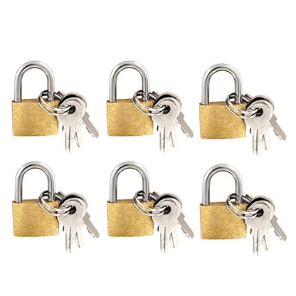 Litoexpe 6 Pieces Mini Solid Brass Padlock 20mm - size: 6 Pieces