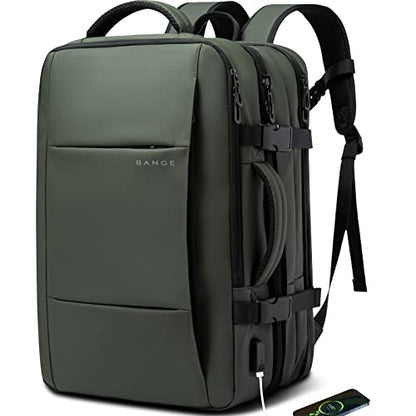 BANGE Carry-on Backpack, 45L Expandable Travel Backpacks,Weekend Backpack Briefcase,Waterproof Laptop Backpack Fits For 17.3” Laptop - color: Green, size: 45L(expansion)