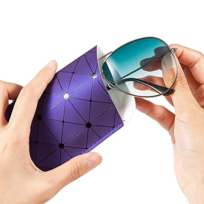 TRIUMPH VISION 3 Pack Reading Glasses Pouch Soft Case Eyeglass Sleeve Slim - color: G(black Purple Pink), size: Large