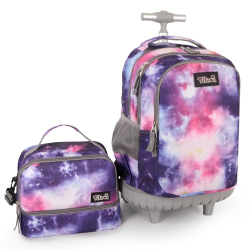 Tilami Rolling Backpack for Boys and Girls,Galaxy Purple - color: Galaxy Purple